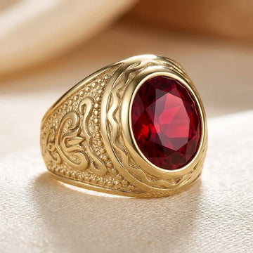 Gold Ruby Engraved Ring by Rose & Oliver - product image 1