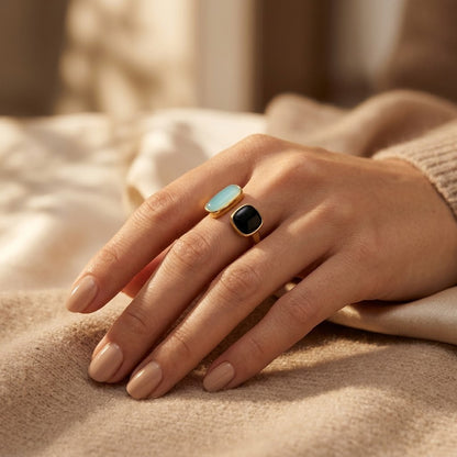 Gold Dual Stone Open Ring by Rose & Oliver - product image 2