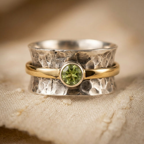 Silver and Gold Rustic Band Ring by Rose & Oliver - product image 1