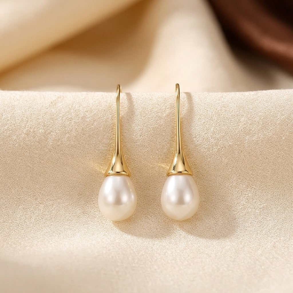 Gold Pearl Drop Earrings by Rose & Oliver - product image 1