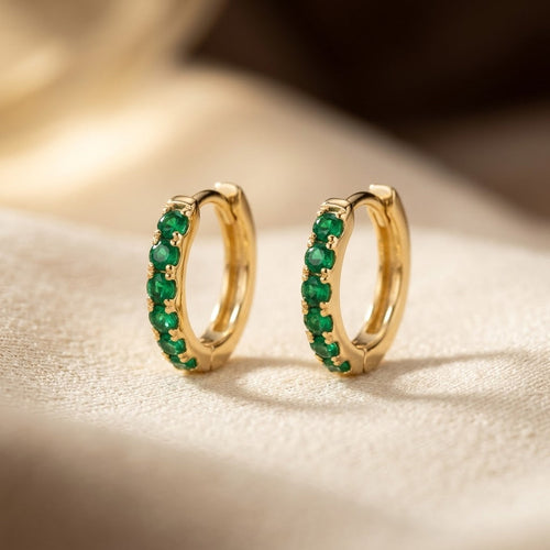 Gold Emerald Hoop Earrings by Rose & Oliver - product image 1