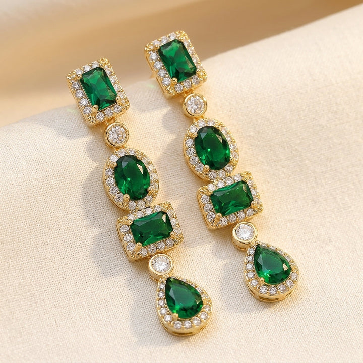 Gold Emerald Multi-Shape Drop Earrings by Rose & Oliver - product image 1