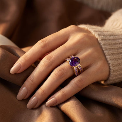Gold Amethyst Split Band Ring by Rose & Oliver - product image 2