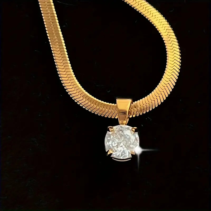 Elegant Rhinestone Pendant Necklace | Gold by Rose & Oliver - product image 4