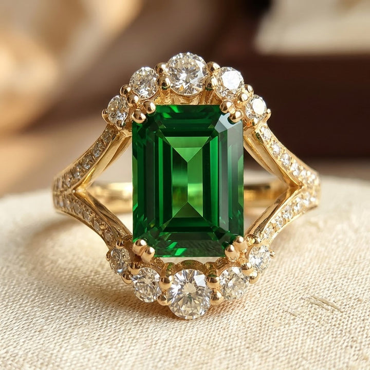 Gold Emerald Halo Ring by Rose & Oliver - product image 1