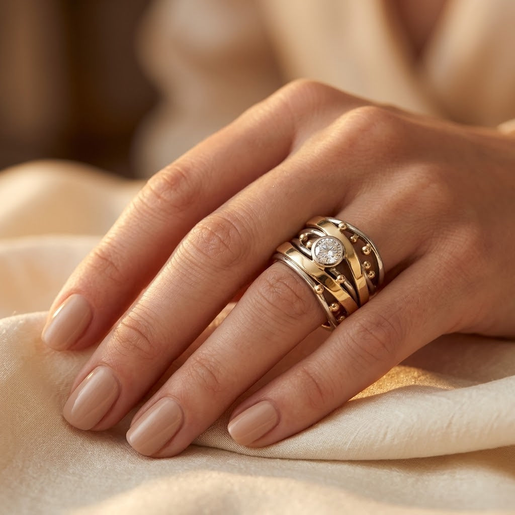 Silver and Gold Bezel Wrap Ring by Rose & Oliver - product image 2