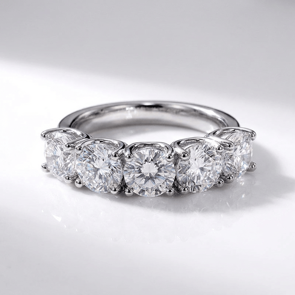 Silver Five Diamond Round Ring by Rose & Oliver - product image 1