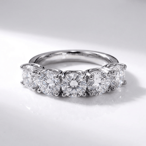 Silver Five Diamond Round Ring by Rose & Oliver - product image 1