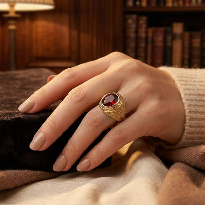 Gold Ruby Engraved Ring by Rose & Oliver - product image 2