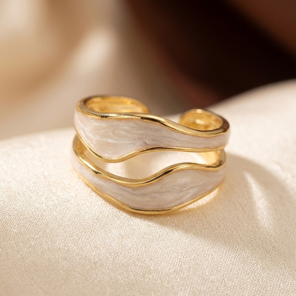 Silver and Gold Sculptural Cuff Ring by Rose & Oliver - product image 2