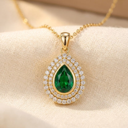Gold Emerald Teardrop Necklace by Rose & Oliver - product image 2