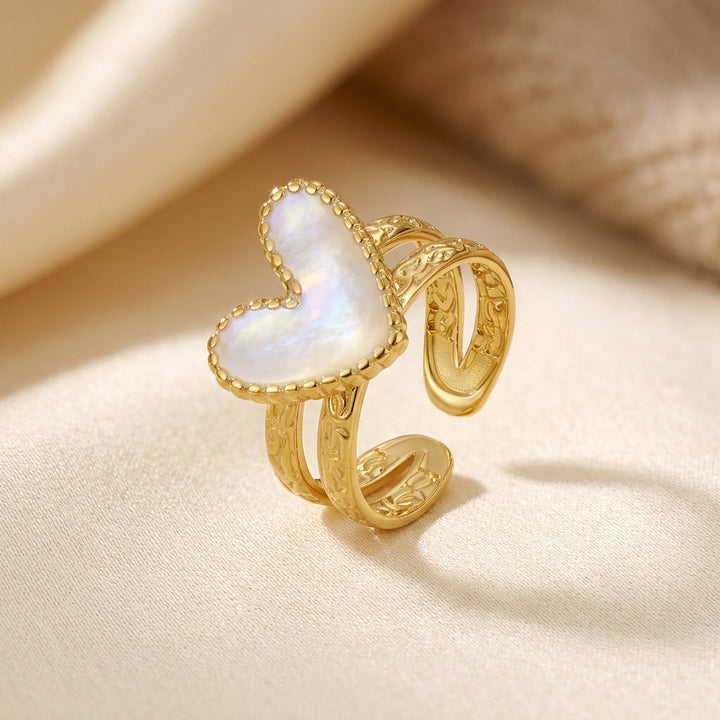 Gold Heart Motif Ring by Rose & Oliver - product image 1