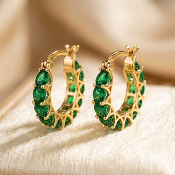 Gold Emerald Lattice Hoop Earrings by Rose & Oliver - product image 1