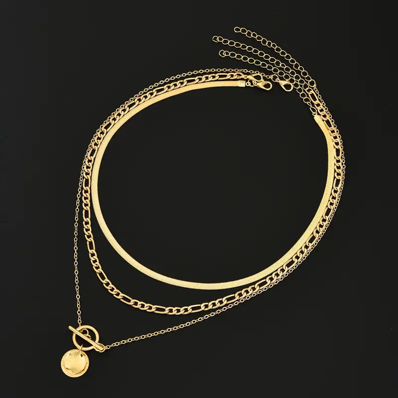 Savira Textured Coin Layered Necklace | Gold by Rose & Oliver - product image 5