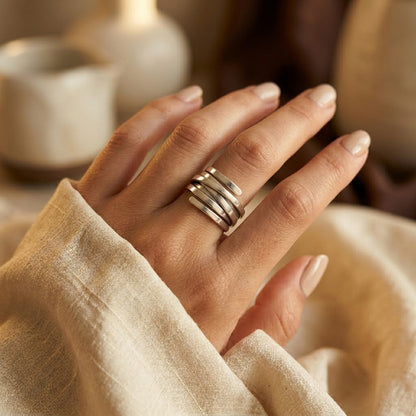 Silver Multi Band Wrap Ring by Rose & Oliver - product image 2