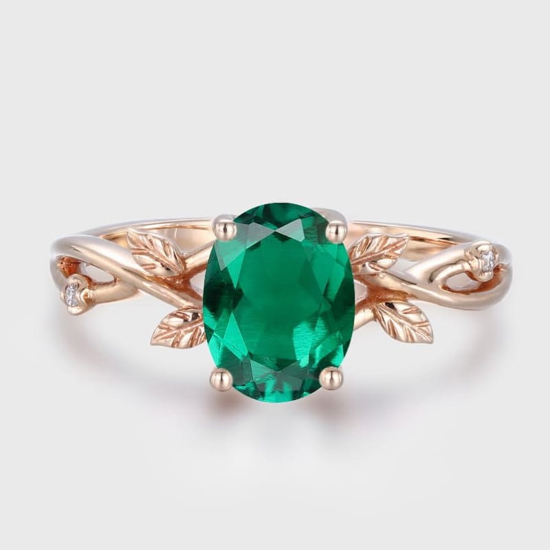 Rose Gold Emerald Leaf Ring by Rose & Oliver - product image 1