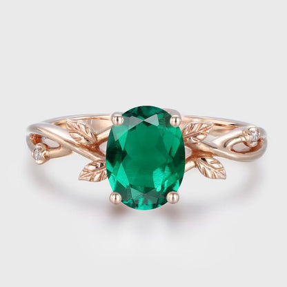 Rose Gold Emerald Leaf Ring by Rose & Oliver - product image 1