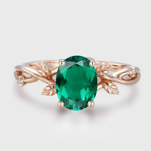 Rose Gold Emerald Leaf Ring by Rose & Oliver - product image 1
