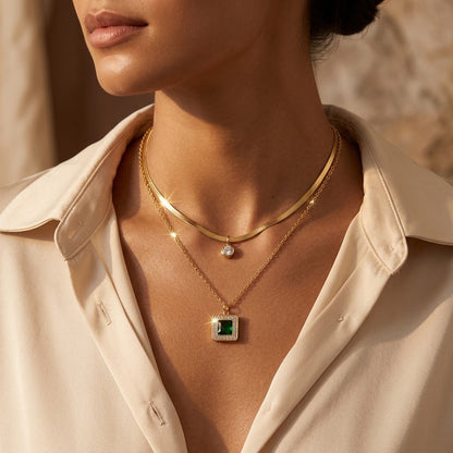 Gold Emerald Layered Necklace by Rose & Oliver - product image 2