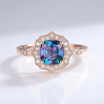Emerald Rose Gold Halo Ring by Rose & Oliver - product image 1