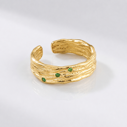 Emerald Textured Cuff Ring - (Adjustable) by Rose & Oliver - product image 1