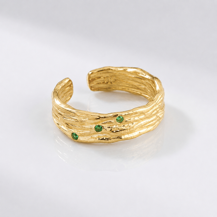 Emerald Textured Cuff Ring - (Adjustable) by Rose & Oliver - product image 1