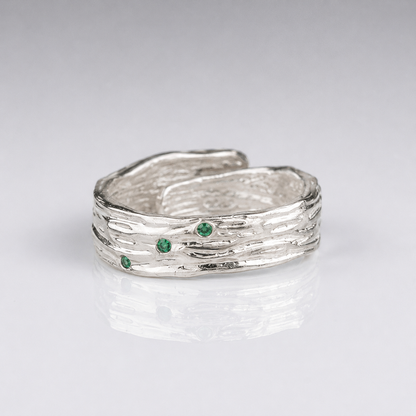 Emerald Textured Cuff Ring - (Adjustable) by Rose & Oliver - product image 3