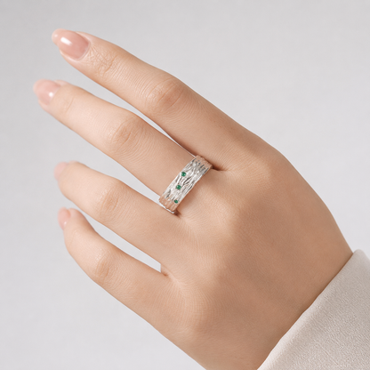 Emerald Textured Cuff Ring - (Adjustable) by Rose & Oliver - product image 4