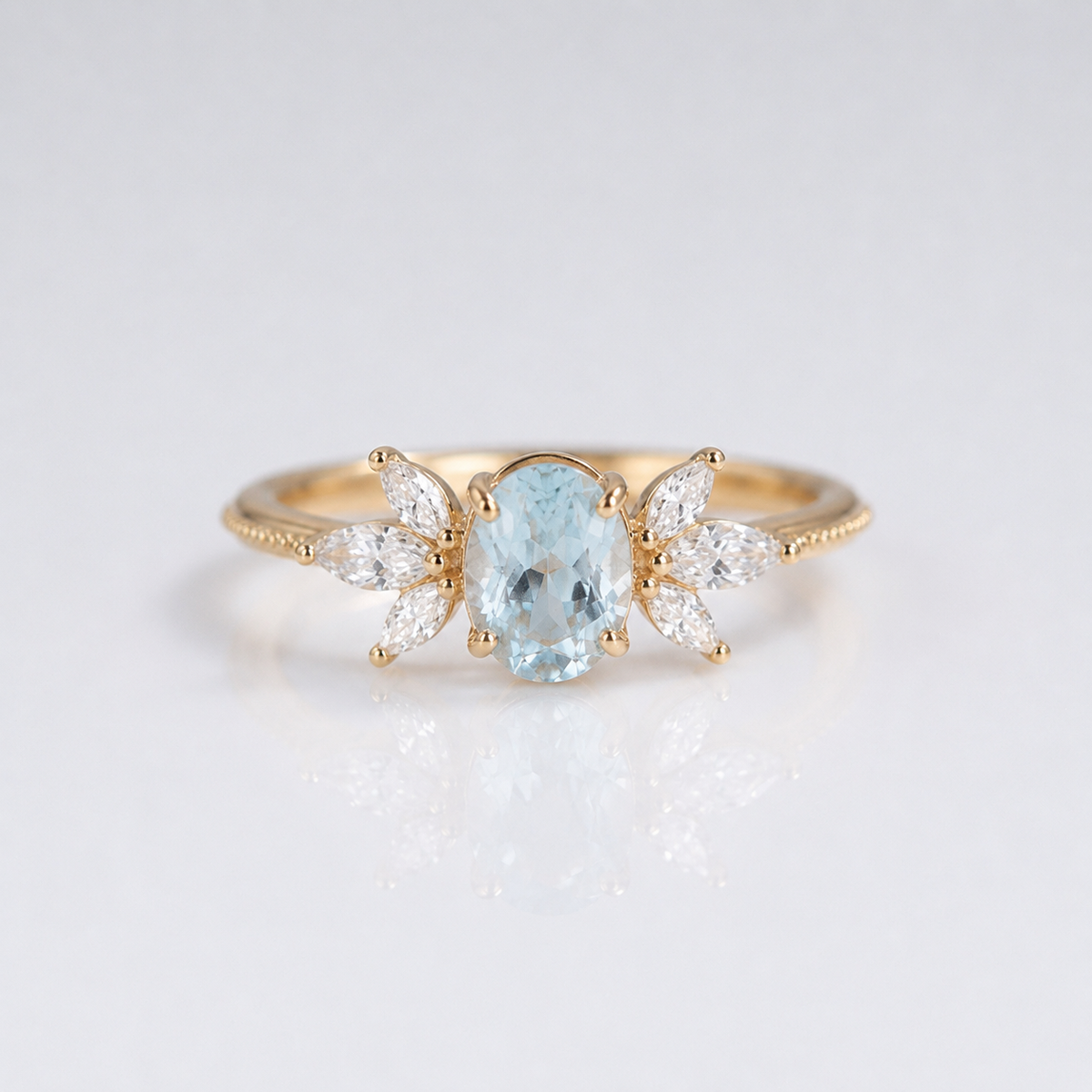 Gold Aquamarine Marquise Ring by Rose & Oliver - product image 1