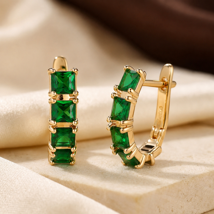 Gold Emerald Chunky Hoop Earrings by Rose & Oliver - product image 1