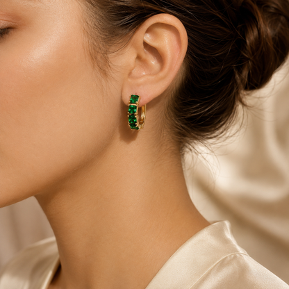Gold Emerald Chunky Hoop Earrings by Rose & Oliver - product image 2