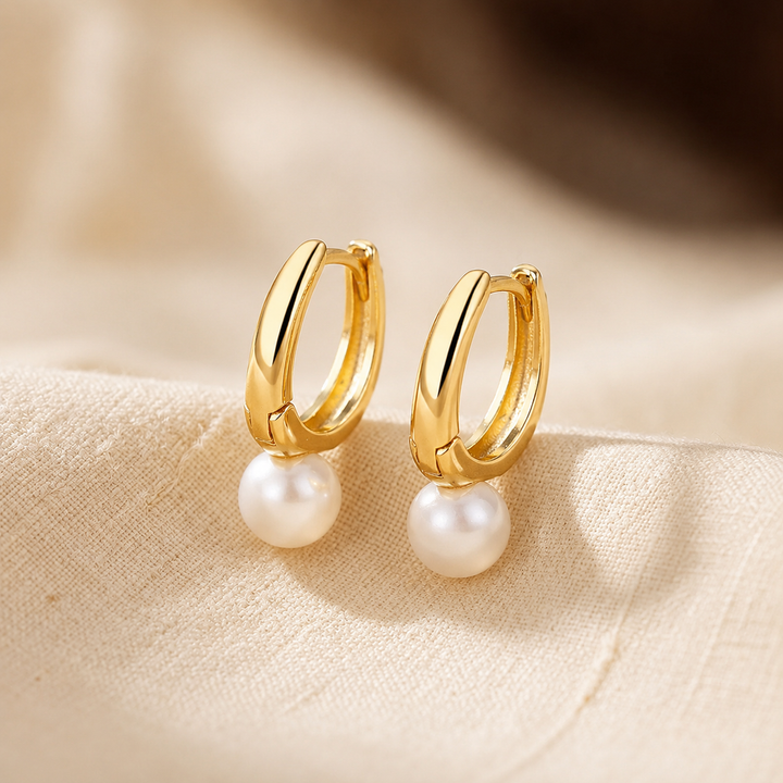 Gold Pearl Hoop Earrings by Rose & Oliver - product image 1