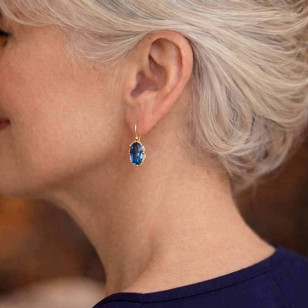 Golden Blue Bloom Earrings by Rose & Oliver - product image 2