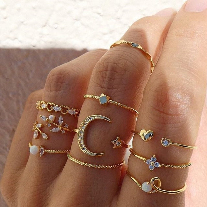 Boho™ | Silver and Gold Ring Set (10 Pairs) by Rose & Oliver - product image 1