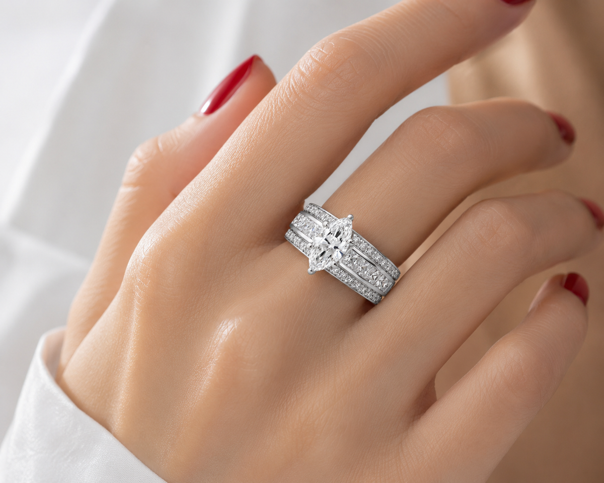 Marquise Crystal Wide Band Ring by Rose & Oliver - product image 2