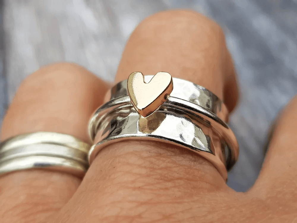 Mely - Golden Heart Silver Ring by Rose & Oliver - product image 2