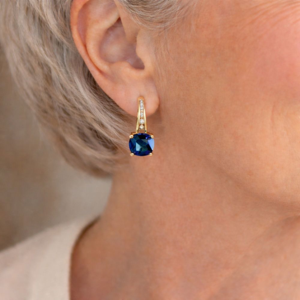 Mystic Sapphire Stone Hoop Earrings by Rose & Oliver - product image 2
