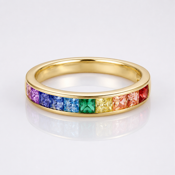 Rainbow Crystal Rose Gold Band Ring by Rose & Oliver - product image 1