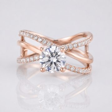 Rose Gold Round Diamond Crossover Ring by Rose & Oliver - product image 1