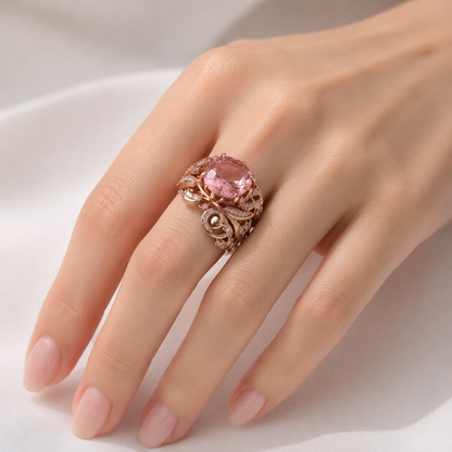 Rose Gold Tourmaline Ornate Ring by Rose & Oliver - product image 2