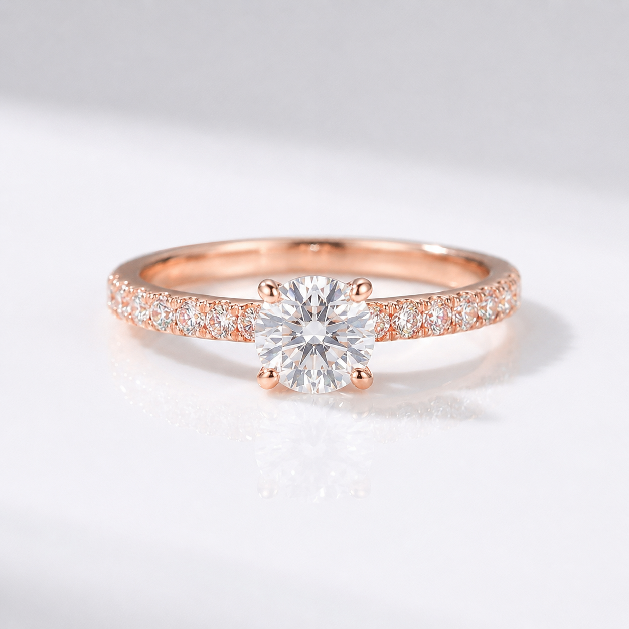 Round Zirconia Rose Gold Pavé Ring by Rose & Oliver - product image 1