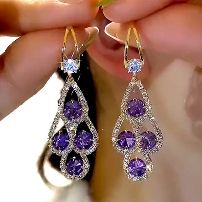Purple Crystal Drop Earrings by Rose & Oliver - product image 5