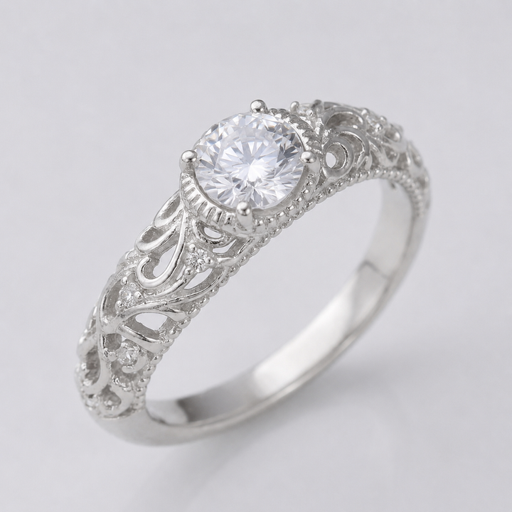 Silver Cushion Zirconia Vintage Ring by Rose & Oliver - product image 1