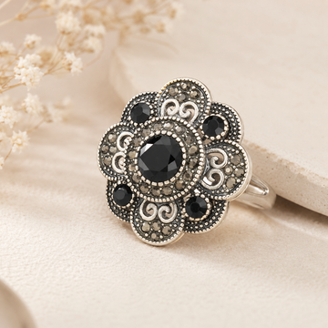 Silver Diamond Flower Burst Ring by Rose & Oliver - product image 1