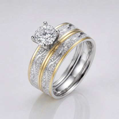 Silver Gold Stripe Diamond Ring by Rose & Oliver - product image 1