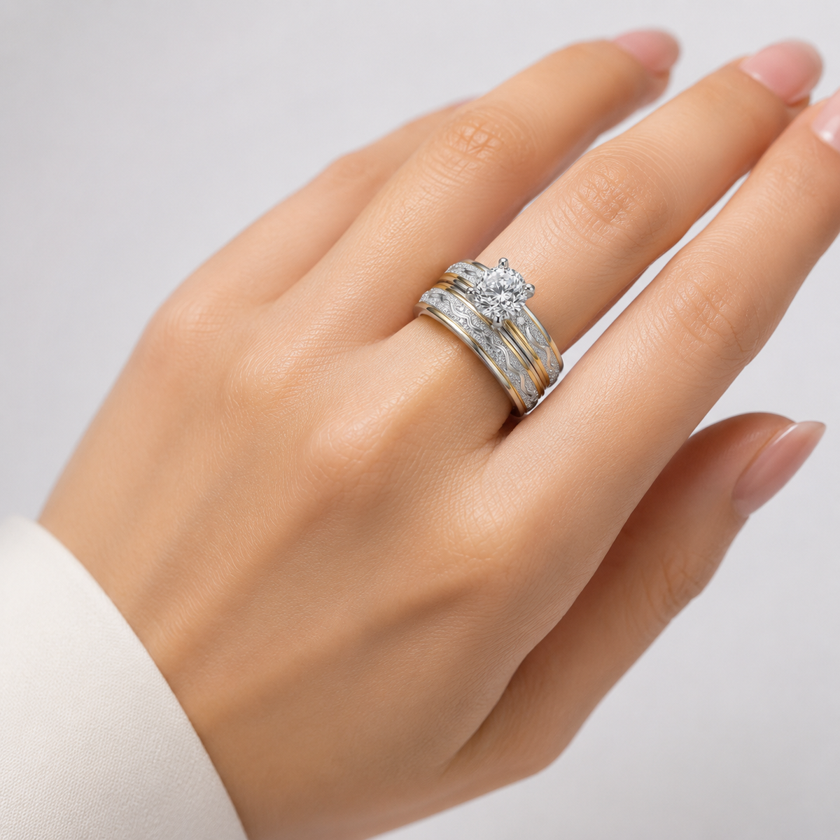 Silver Gold Stripe Diamond Ring by Rose & Oliver - product image 2