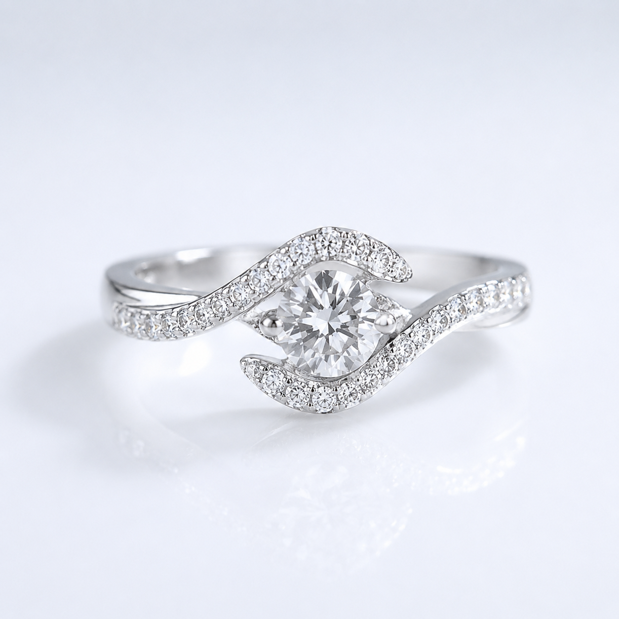 Silver Oval Diamond Twist Ring by Rose & Oliver - product image 1