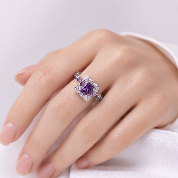 Silver Purple Gemstone Square Ring by Rose & Oliver - product image 1