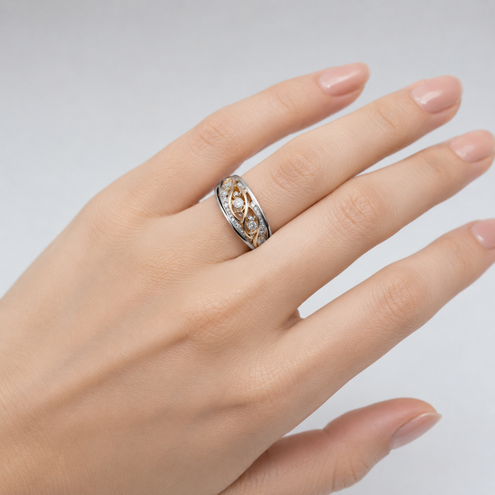 Silver Rose Gold Two Tone Vintage Ring by Rose & Oliver - product image 1