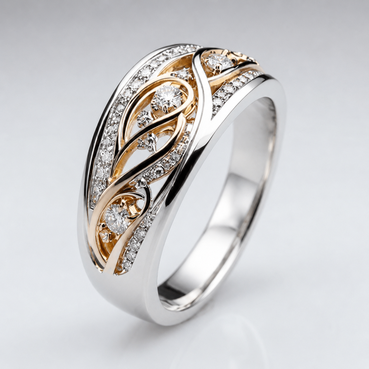 Silver Rose Gold Two Tone Vintage Ring by Rose & Oliver - product image 2